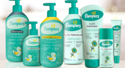 Nova linha de cuidados Pampers Baby Care em tons verde água, com 7 produtos. Uma parceria com a P&G e Grupo Boticário