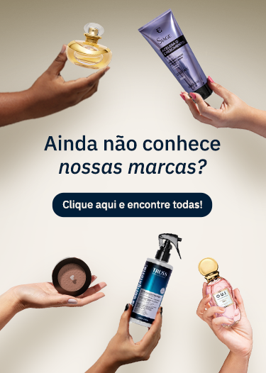 banner com diversos produtos de várias marcas do Grupo Boticário dispostos e no centro a frase "Ainda não conhece nossas marcas? Clique aqui e encontre todas".